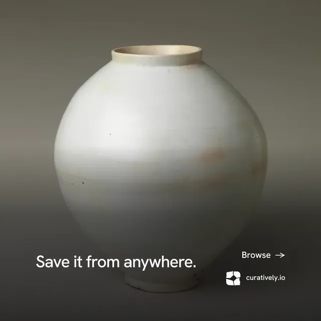 Instagram post for Curatively: "Save it from anywhere." Minimal luxury style, image led layout, dark palette in grey, black, white.