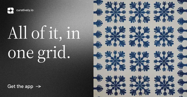 Social ad for Curatively: "All of it, in one grid." Minimal luxury style, bottom layout, light palette in black, grey.