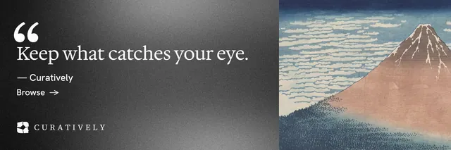 X header for Curatively: "Point your AI at a vault." Minimal luxury style, quote layout, dark palette in grey, black.