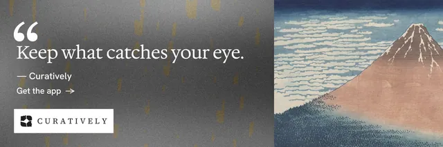 X header for Curatively: "Then build from it." Minimal luxury style, quote layout, light palette in grey.