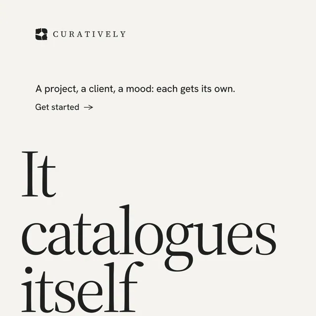Instagram post for Curatively: "Save it from anywhere." Minimal luxury style, oversized layout, light palette in white, grey.