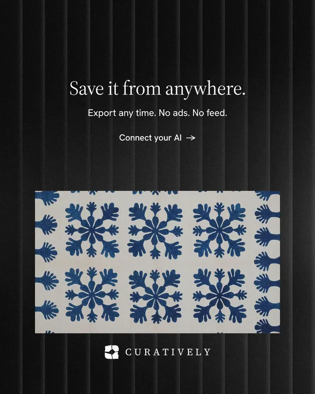 Instagram portrait post for Curatively: "Save it from anywhere." Minimal luxury style, centred layout, dark palette in black, grey.