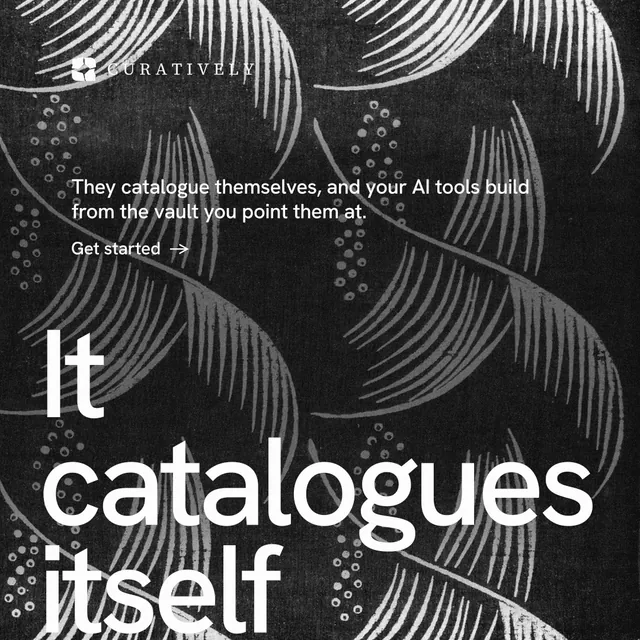 Instagram post for Curatively: "Private until you choose." Minimal luxury style, oversized layout, dark palette in black, grey.