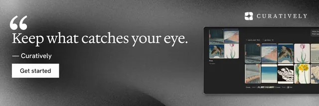 X header for Curatively: "Private until you choose." Swiss style, quote layout, dark palette in grey, black.