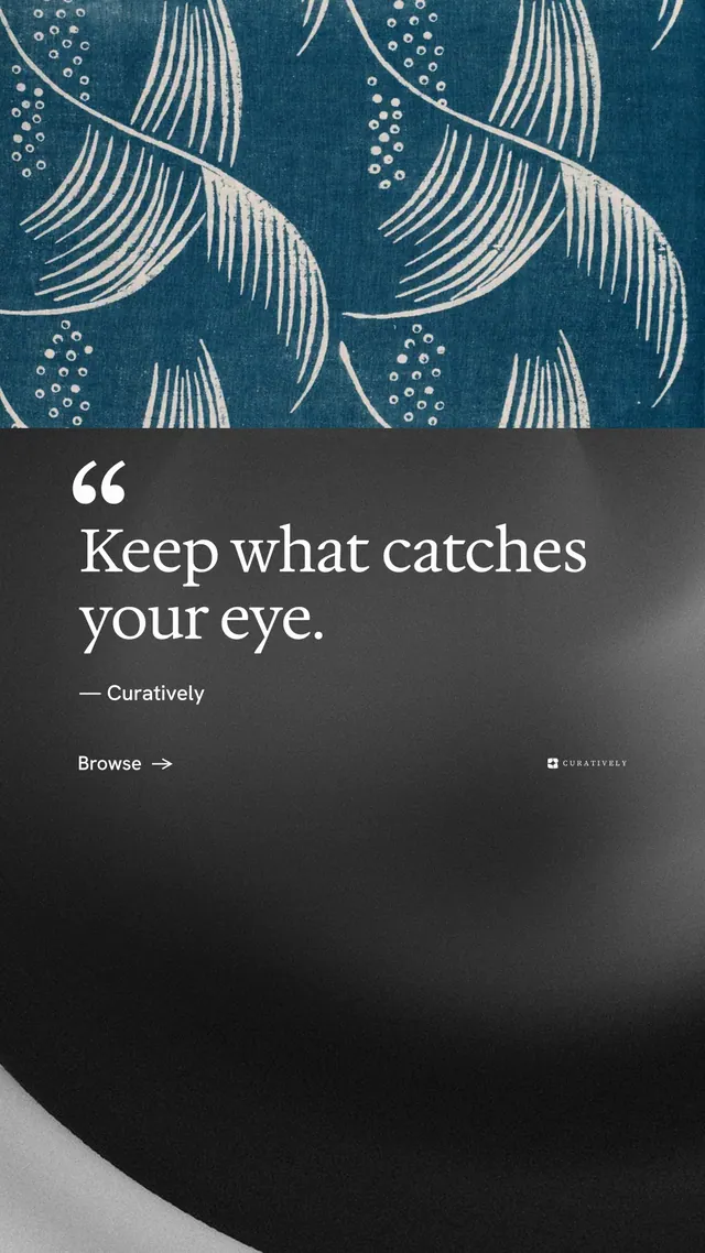 Instagram story for Curatively: "Keep a vault for each thing you make." Minimal luxury style, quote layout, dark palette in blue, black, grey.