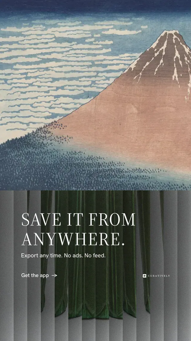 Instagram story for Curatively: "Save it from anywhere." Minimal luxury style, bottom layout, light palette in grey, black.