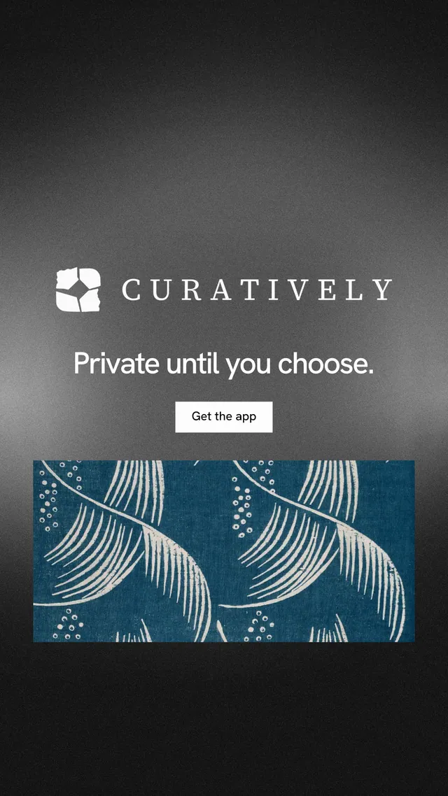 Instagram story for Curatively: "Private until you choose." Swiss style, logo hero layout, dark palette in black, grey.