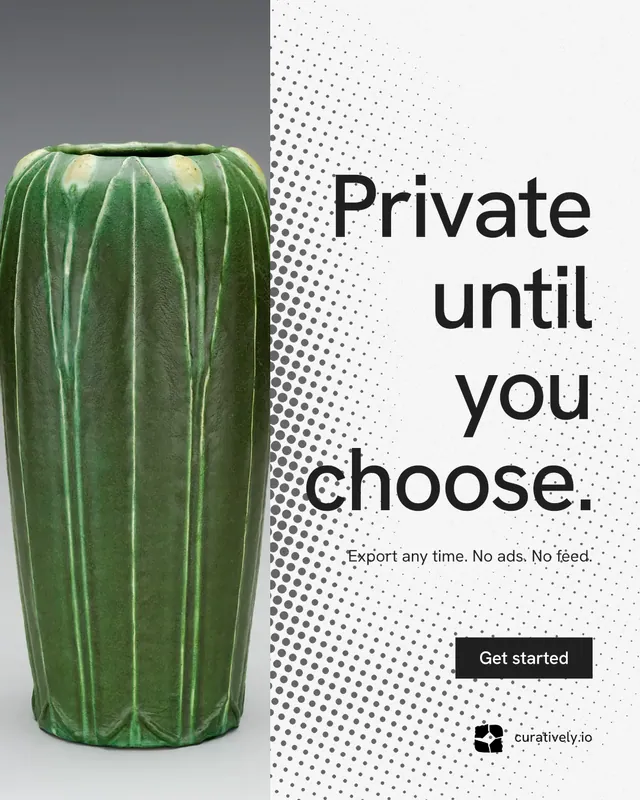 Instagram portrait post for Curatively: "Private until you choose." Split block style, right layout, light palette in white, green, grey.