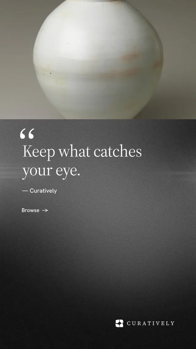 Instagram story for Curatively: "Saved, sorted and yours." Minimal luxury style, quote layout, dark palette in grey, black.