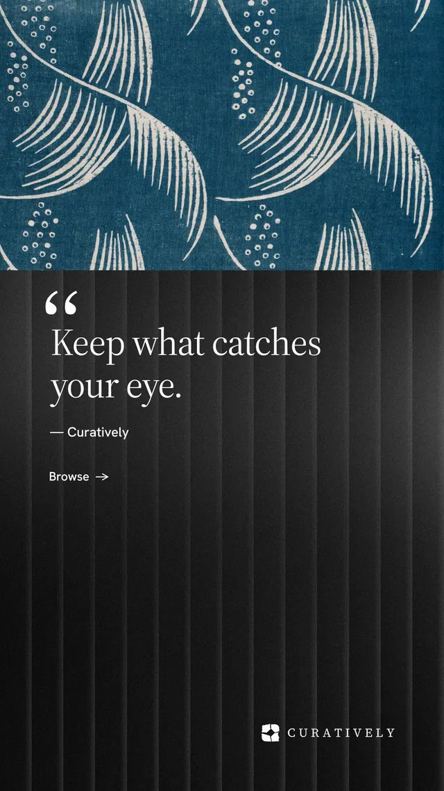 Instagram story for Curatively: "Find it by colour." Minimal luxury style, quote layout, dark palette in black, blue, grey.