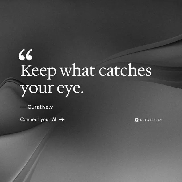 Instagram post for Curatively: "Save it from anywhere." Minimal luxury style, quote layout, dark palette in black, grey.