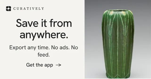 Social ad for Curatively: "Save it from anywhere." Minimal luxury style, skeleton layout, light palette in white, grey.