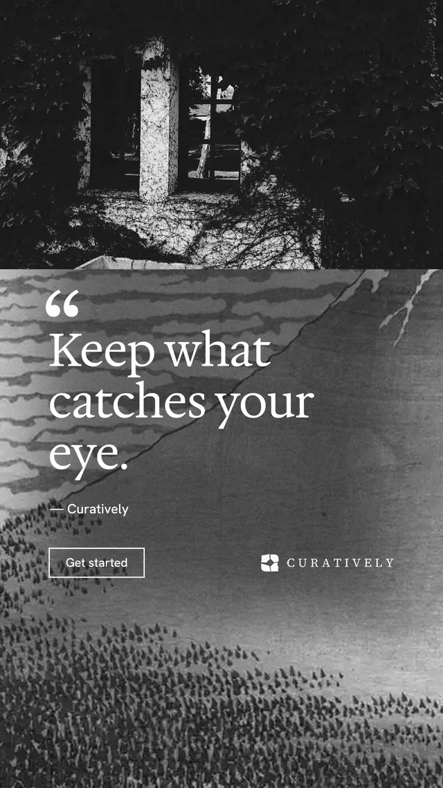 Instagram story for Curatively: "Private until you choose." Editorial style, quote layout, dark palette in black, grey.