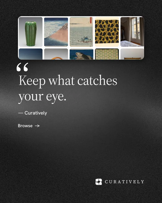 Instagram portrait post for Curatively: "Save it from anywhere." Minimal luxury style, quote layout, dark palette in black, grey.