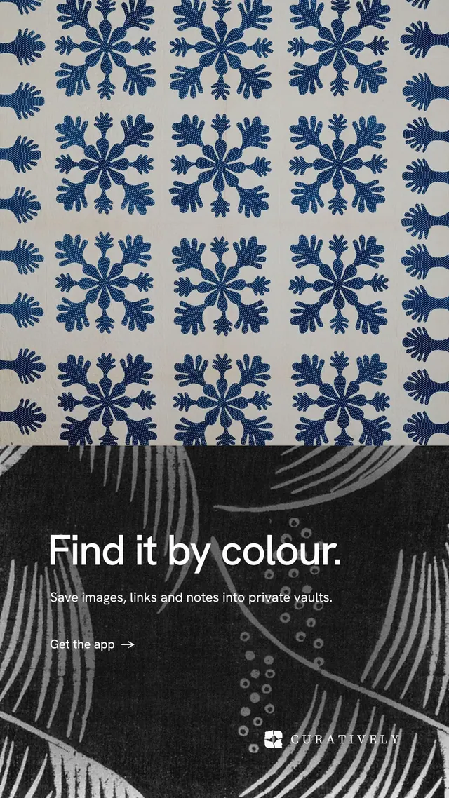 Instagram story for Curatively: "Find it by colour." Minimal luxury style, bottom layout, dark palette in grey, black.