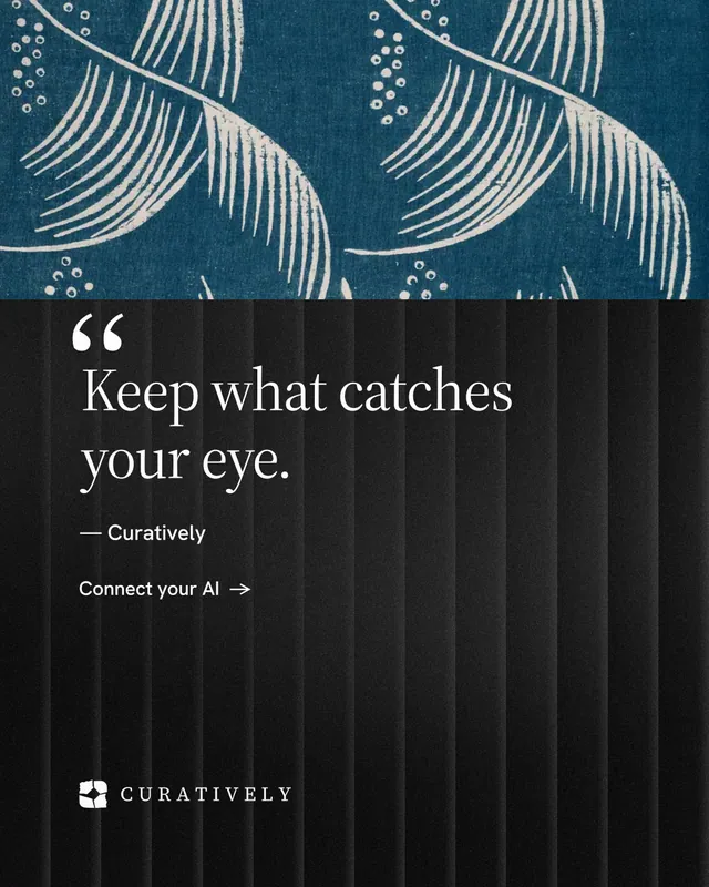 Instagram portrait post for Curatively: "Find it by colour." Minimal luxury style, quote layout, dark palette in black, blue, grey.