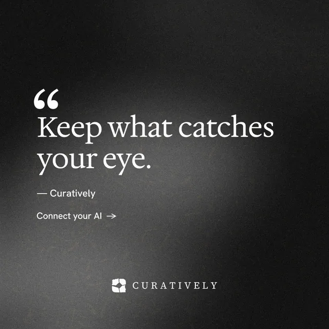 Instagram post for Curatively: "Then build from it." Minimal luxury style, quote layout, dark palette in grey, black.