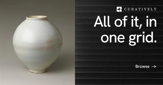 Social ad for Curatively: "All of it, in one grid." Minimal luxury style, right layout, dark palette in grey, black.