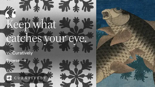 Landscape graphic for Curatively: "Private until you choose." Minimal luxury style, quote layout, dark palette in black, grey.