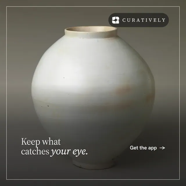 Instagram post for Curatively: "Keep what catches your eye." Editorial style, image led layout, dark palette in grey, black.