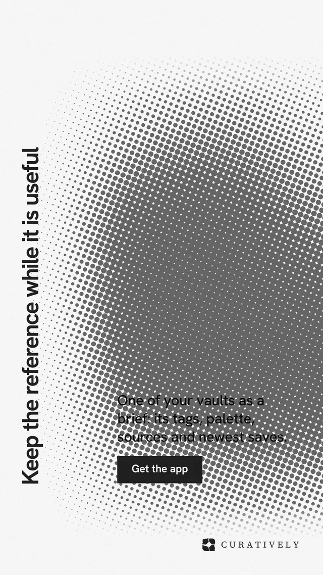 Instagram story for Curatively: "Keep the reference while it is useful". Swiss style, vertical layout, light palette in white, grey.