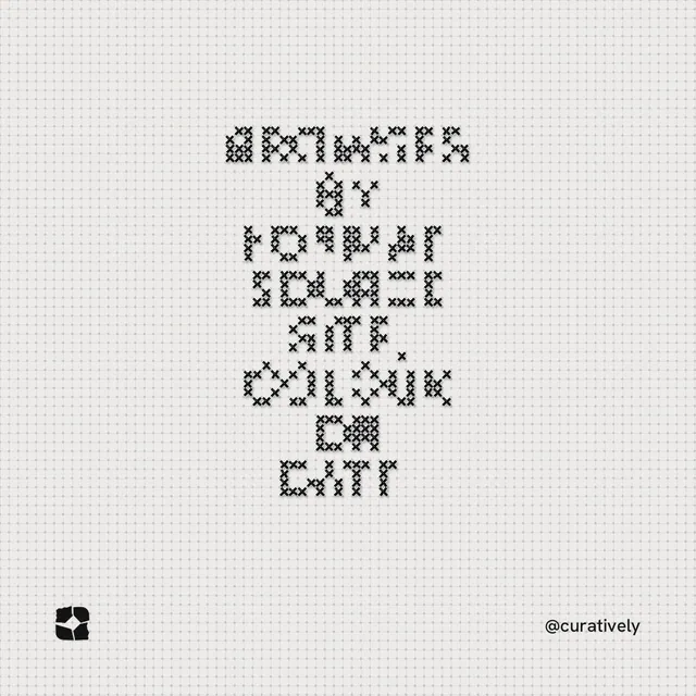 Instagram post for Curatively: "Browses by format, source site, colour or date." Stitch style, technique:raster type fx layout, light palette in white, grey.