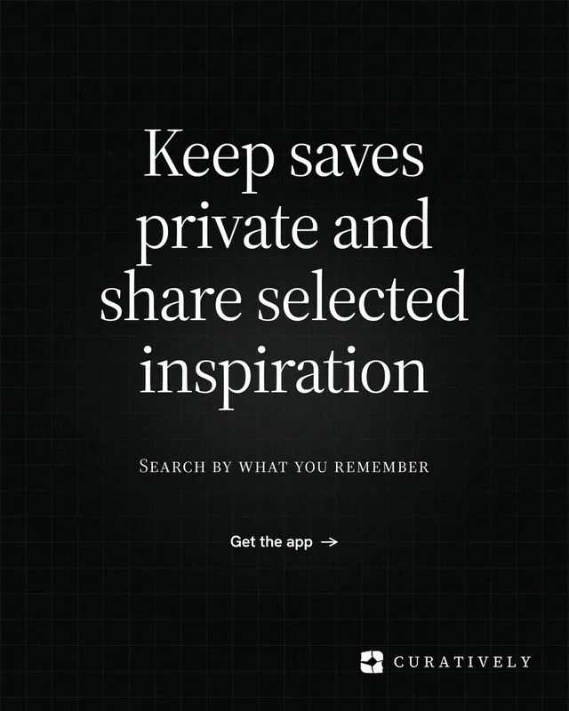 Instagram portrait post for Curatively: "Keep saves private and share selected inspiration". Phosphor atlas style, smallcaps layout, dark palette in black, grey.
