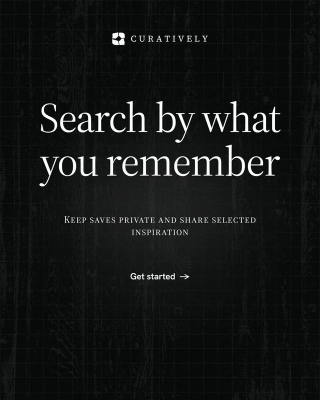 Instagram portrait post for Curatively: "Search by what you remember". Phosphor atlas style, smallcaps layout, dark palette in black, grey.