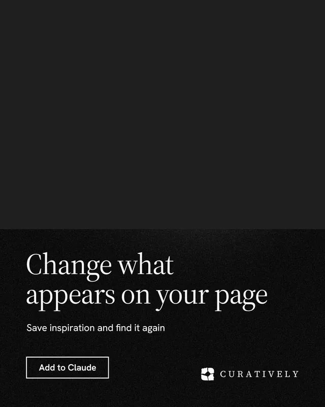 Instagram portrait post for Curatively: "Change what appears on your page". Dark deco style, bottom layout, dark palette in black.