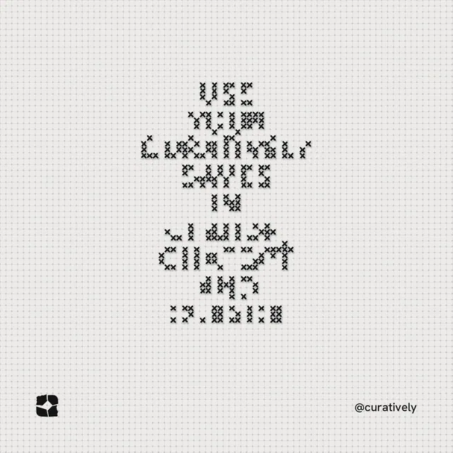 Instagram post for Curatively: "Use your Curatively saves in Claude, ChatGPT and Cursor". Stitch style, technique:raster type fx layout, light palette in white, grey.