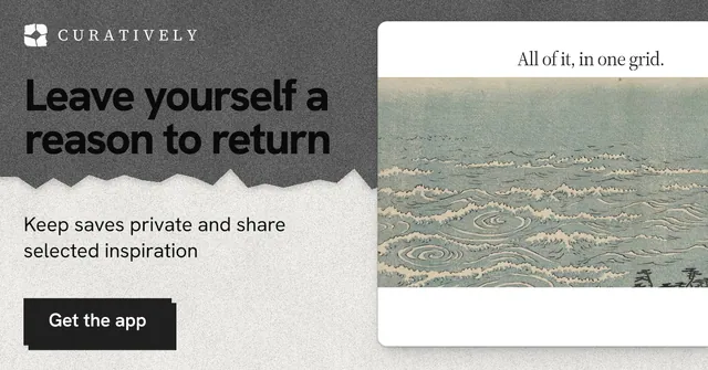 Social ad for Curatively: "Leave yourself a reason to return". Paper trio style, bottom layout, light palette in grey, white.