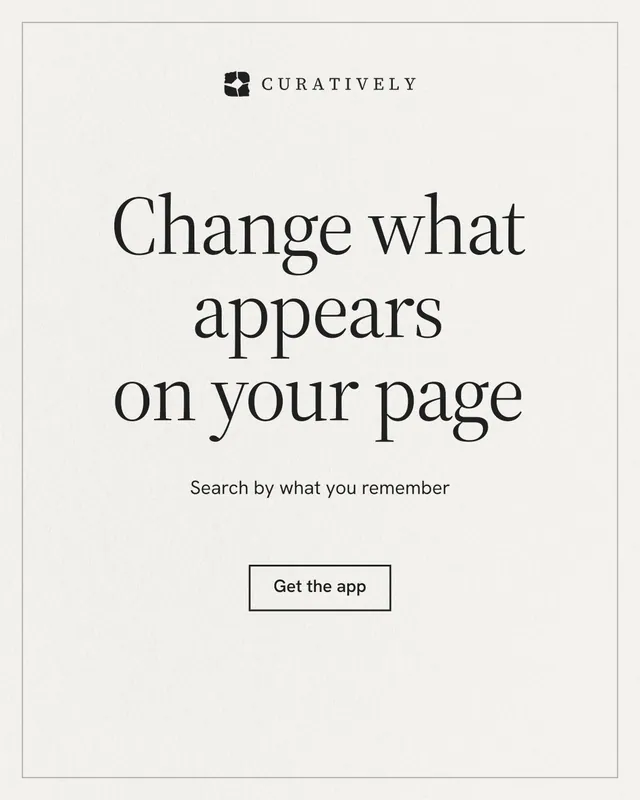 Instagram portrait post for Curatively: "Change what appears on your page". Editorial style, centred layout, light palette in white, grey.