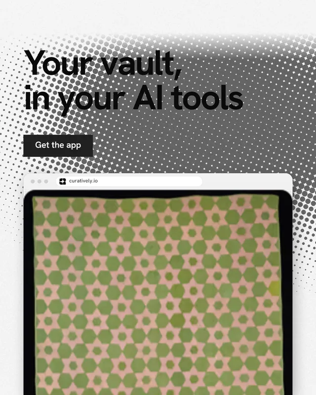 Instagram portrait post for Curatively: "Your vault, in your AI tools". Swiss style, browser layout, light palette in grey, orange, white.