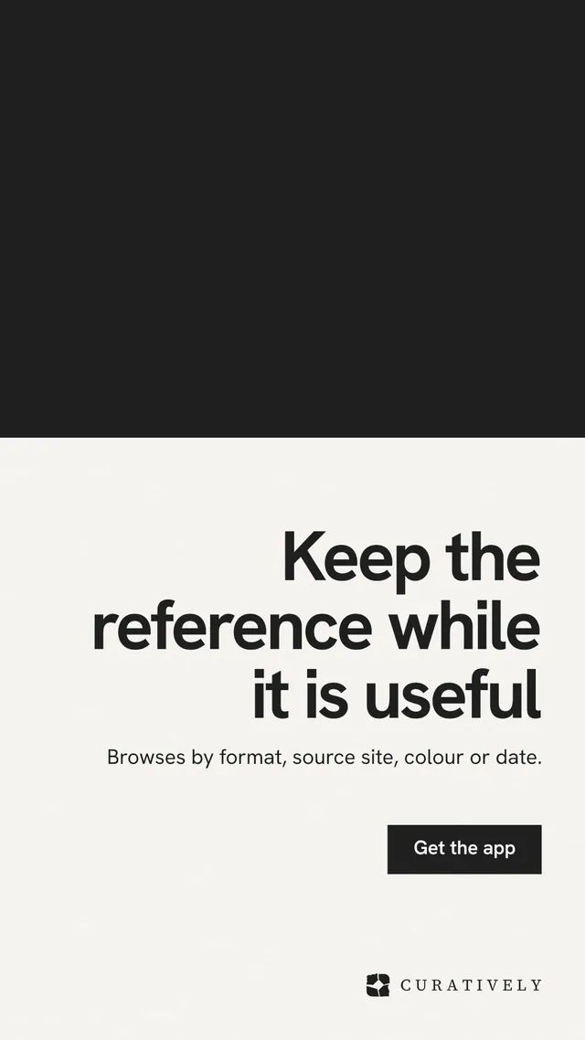 Instagram story for Curatively: "Keep the reference while it is useful". Swiss style, right layout, light palette in white, black.