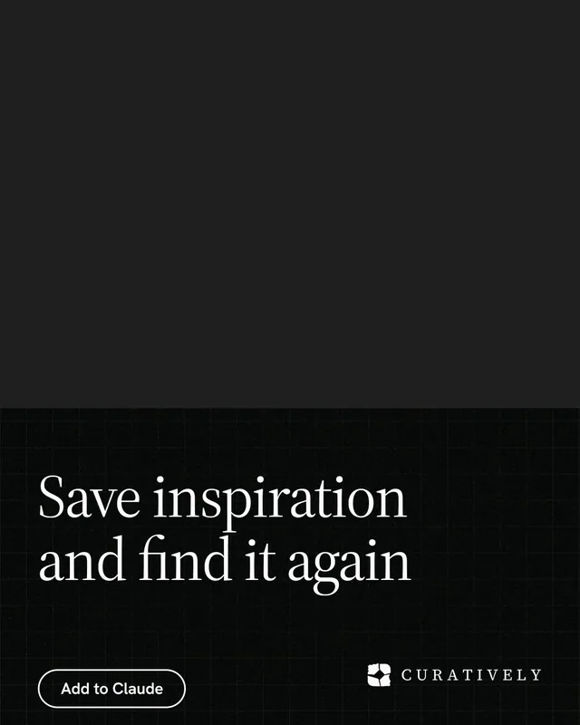 Instagram portrait post for Curatively: "Save inspiration and find it again". Phosphor atlas style, bottom layout, dark palette in black.