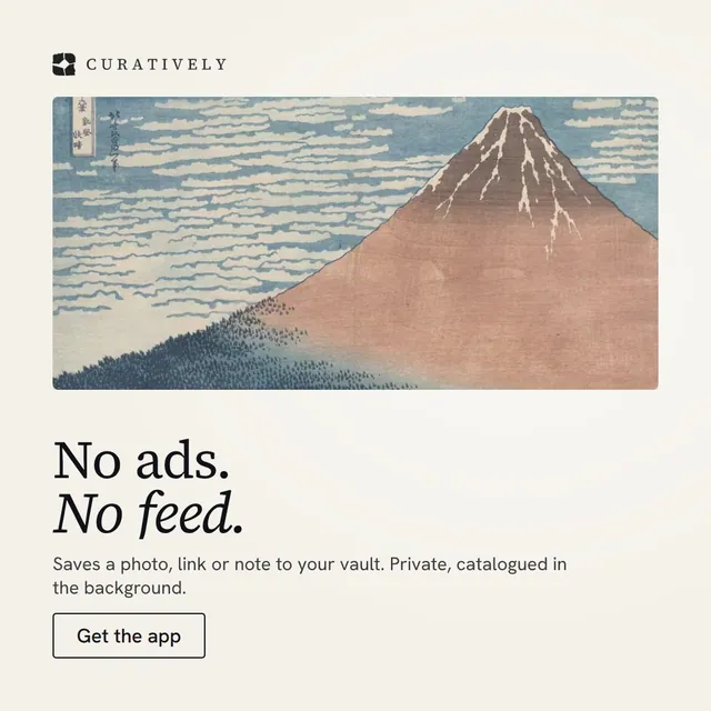 Video for Curatively: "No ads. No feed.". Doc motion loop, 7.0 s, light palette.