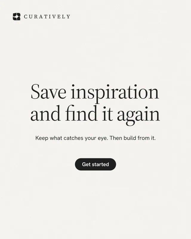 Instagram portrait post for Curatively: "Save inspiration and find it again". Data card style, centred layout, light palette in white, grey.