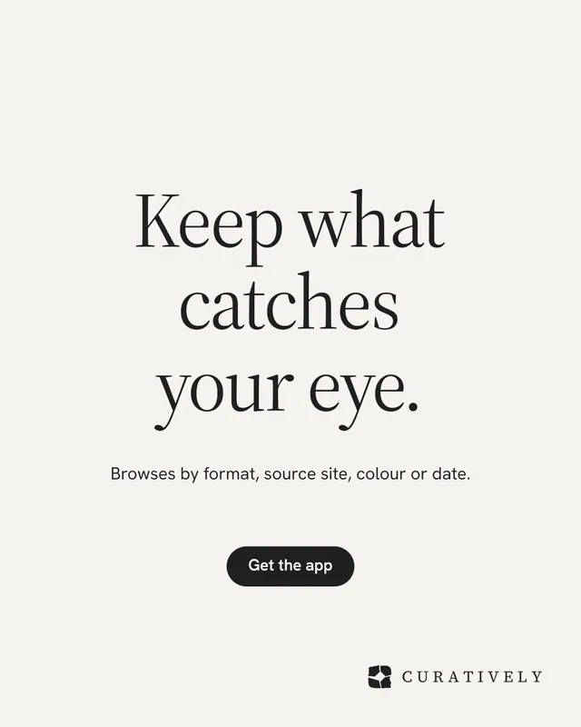 Instagram portrait post for Curatively: "Keep what catches your eye." Data card style, centred layout, light palette in white.