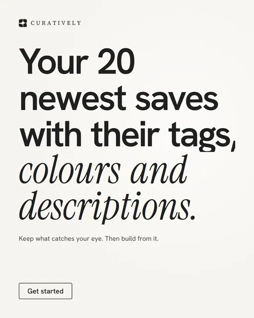 Video for Curatively: "Your 20 newest saves with their tags, colours and descriptions.". Doc motion loop, 8.0 s, light palette.