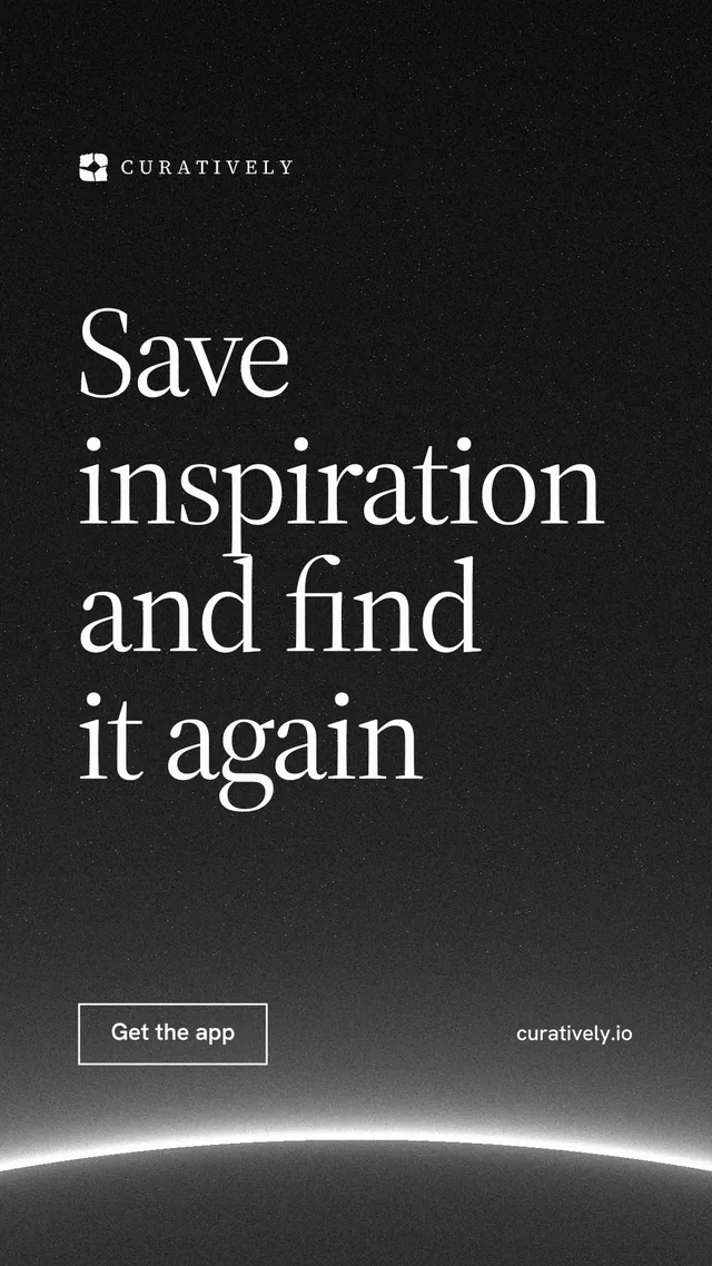 Instagram story for Curatively: "Save inspiration and find it again". Editorial style, poster layout, dark palette in black, grey.