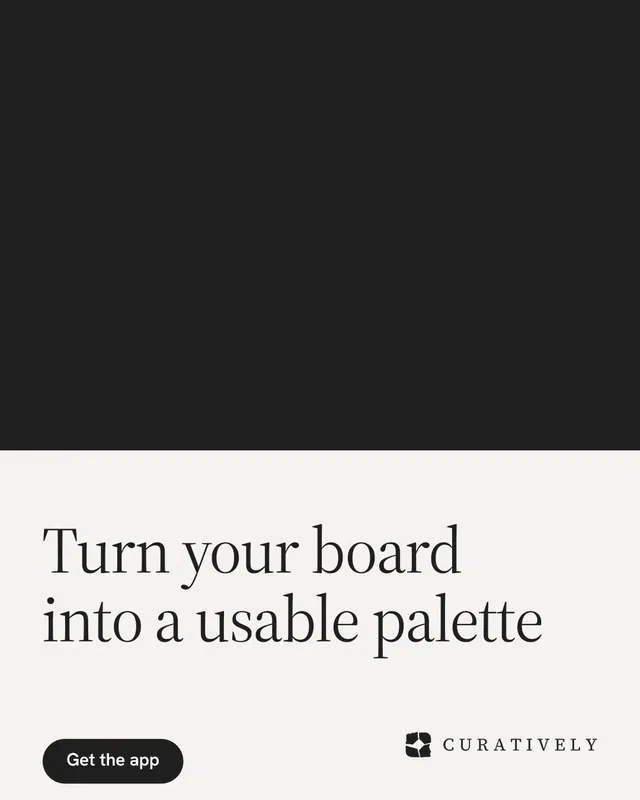 Instagram portrait post for Curatively: "Turn your board into a usable palette". Data card style, bottom layout, light palette in black, white.
