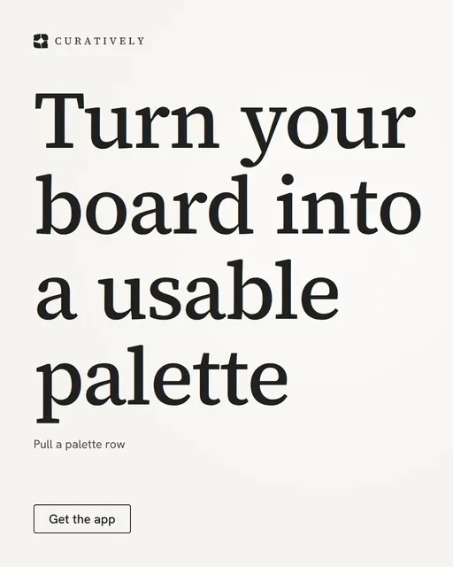 Video for Curatively: "Turn your board into a usable palette". Doc motion loop, 6.0 s, light palette.
