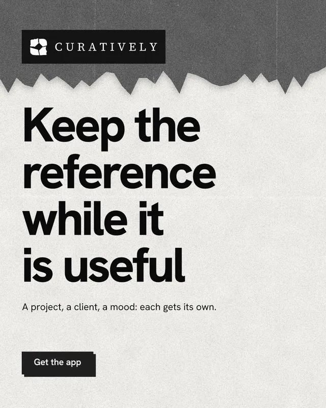 Instagram portrait post for Curatively: "Keep the reference while it is useful". Paper trio style, announce layout, light palette in white, grey.