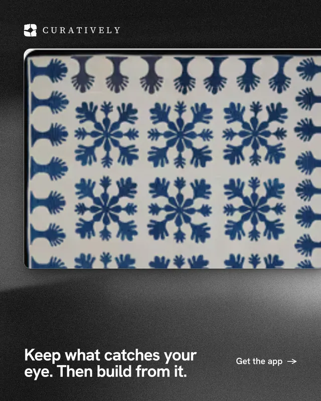 Instagram portrait post for Curatively: "Keep what catches your eye. Then build from it." Swiss style, image led layout, dark palette in grey, black.