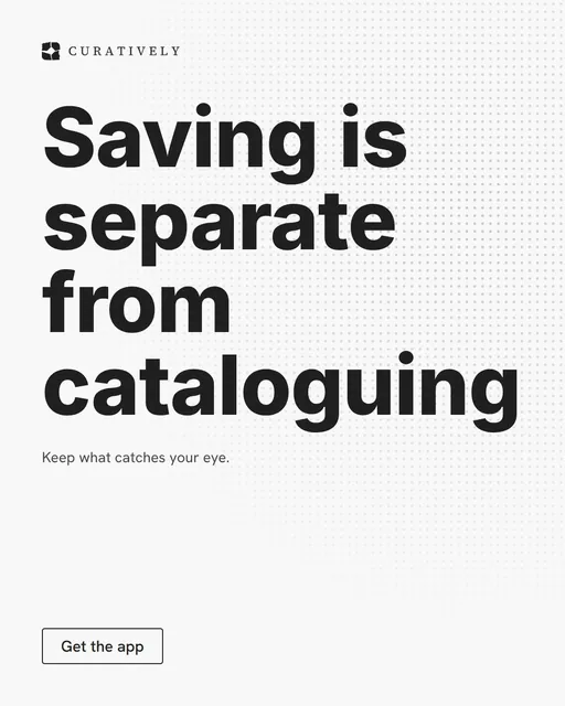 Video for Curatively: "Saving is separate from cataloguing". Doc motion loop, 6.0 s, light palette.