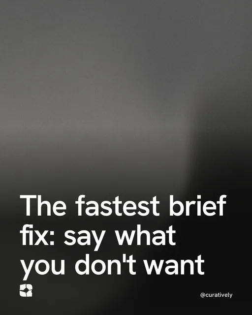 Video for Curatively: "The fastest brief fix: say what you don't want". Shader loop, 6.0 s, dark palette.