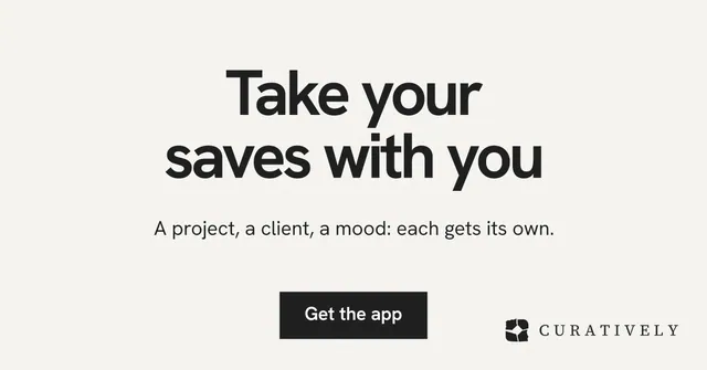 Social ad for Curatively: "Take your saves with you". Swiss style, centred layout, light palette in white, grey.