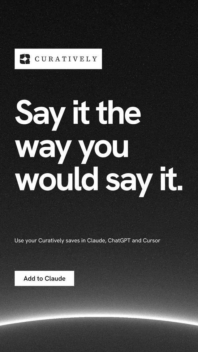 Instagram story for Curatively: "Say it the way you would say it." Swiss style, announce layout, dark palette in black, grey.
