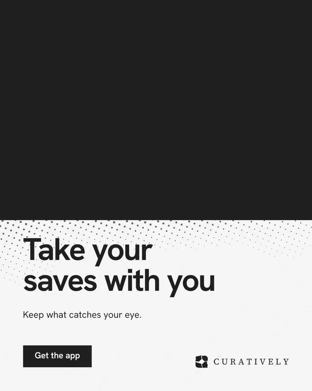 Instagram portrait post for Curatively: "Take your saves with you". Swiss style, bottom layout, light palette in black, white.