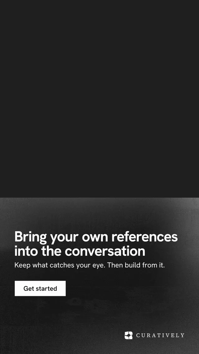 Instagram story for Curatively: "Bring your own references into the conversation". Swiss style, bottom layout, dark palette in black.